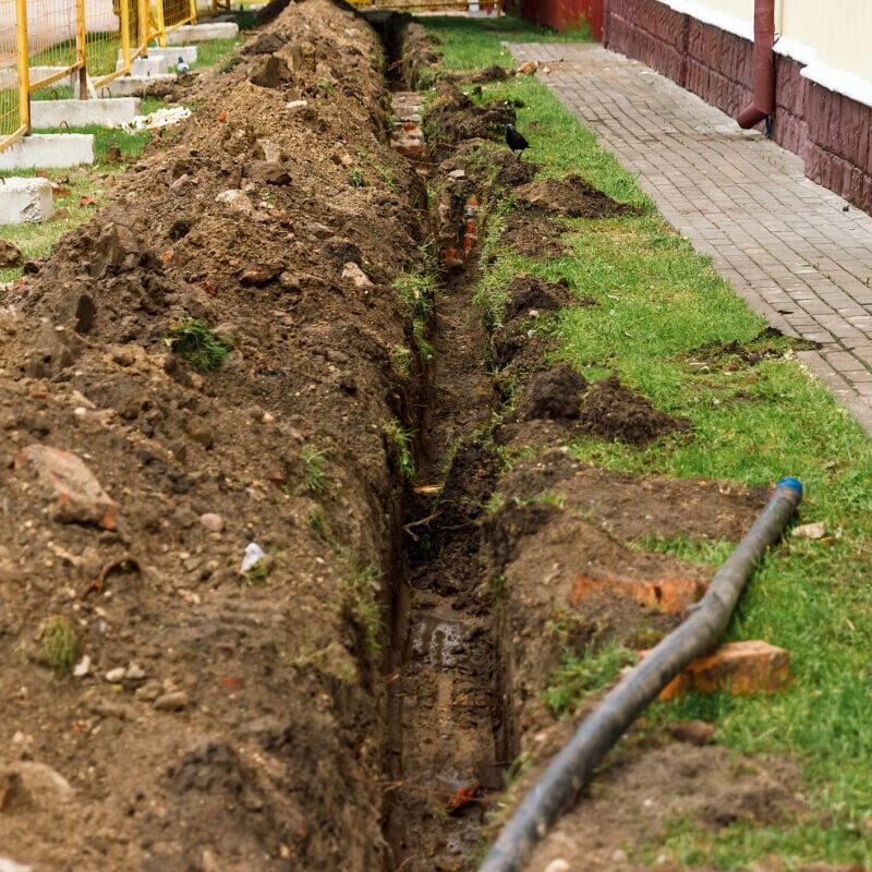 Hume pipe laying for water transportation.Under ground water pipe.Concrete piping.Pipe and man hole.